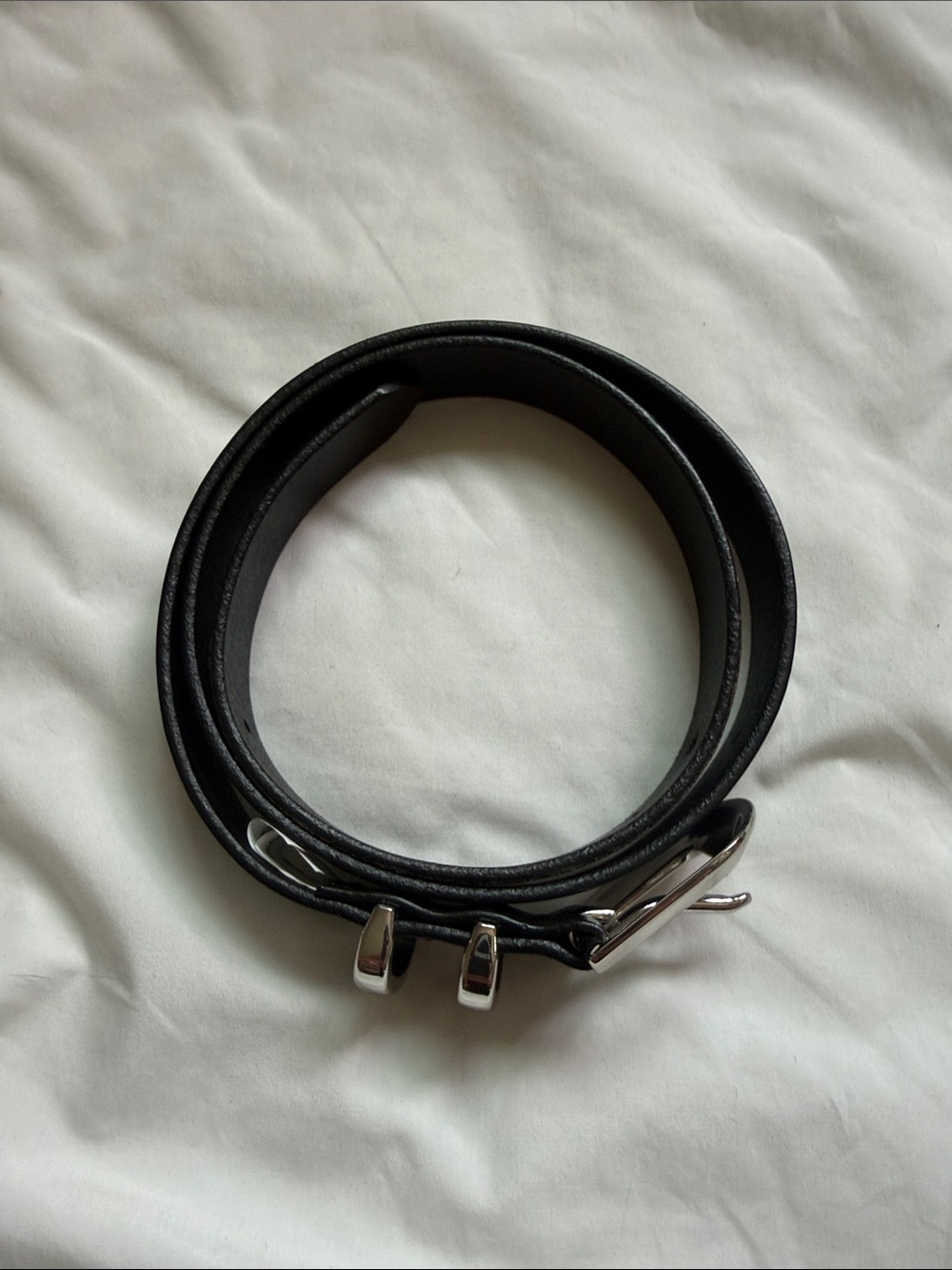 Banana Republic Black Leather Belt with Silver Buckle